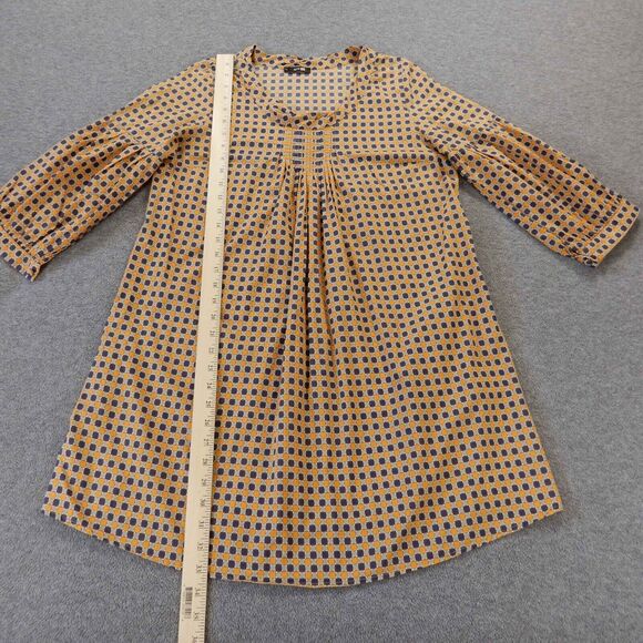 Autre Ton Midi Dress Medium Orange Purple Geometric Pattern Print Pockets Cotton - Picture 3 of 10